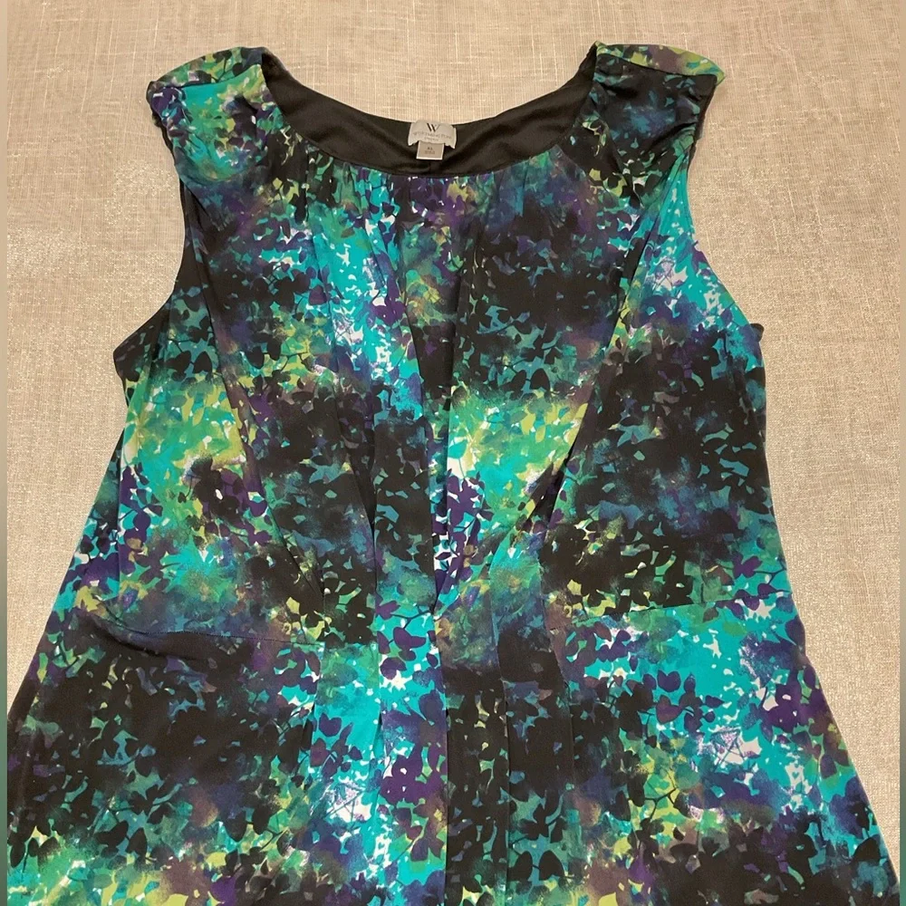Worthington Watercolor Sleeveless Pleated Fit & Flare Dress Size XL - Picture 2 of 10